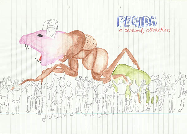 Pegida, drawing by Jay Rechsteiner