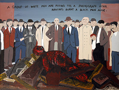 Bad Painting 103 by Jay Rechsteiner - white racists burning a black man alive, USA