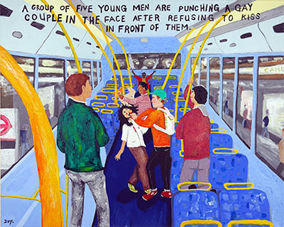 Bad Painting 113 attack on London bus by Jay Rechsteiner 