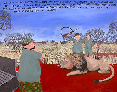 Bad Painting 116 canned hunting lions in South America by Jay Rechsteiner