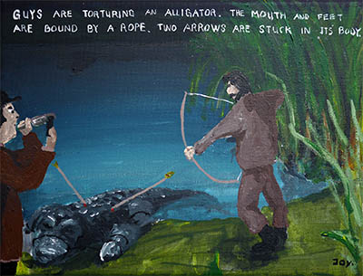 Bad Painting 155 by Jay Rechsteiner, alligator torture in Florida