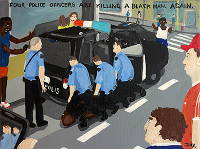 Bad Painting 158 by Jay Rechsteiner, Minniapolis, police violence, George Floyd, lynching, Black Lives Matter