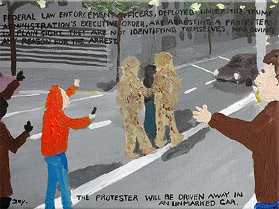 Bad Painting 170 by Jay Rechsteiner - Trump Administration, Portland, Federal Enforcement officer, protester