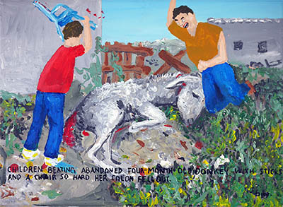 donkey baby nicky animal torture crime animal welfare - Bad Painting 201 by Jay Rechsteiner