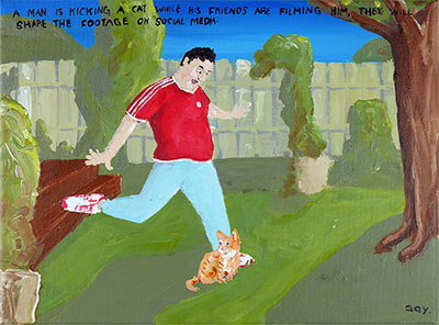 Bad Painting 204 by Jay Rechsteiner / man kicking a cat