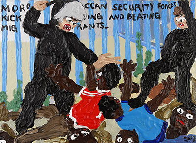 Bad Painting 288 by Jay Rechsteiner, Morocco, Spain,  migrants