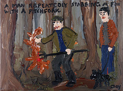 Bad Painting 300 by Jay Rechtseiner - Essex man killing a fox with a pitchfork