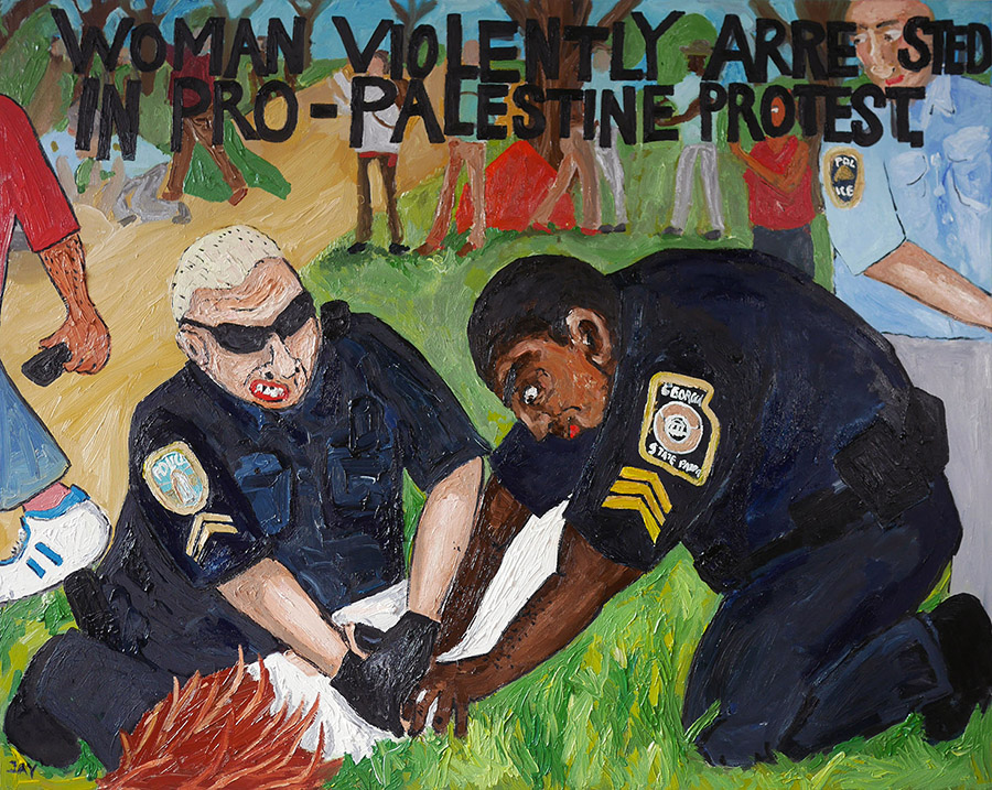Bad Painting 380 by Jay Rechsteiner / Police violently arresting professor