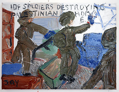 IDF soldiers in Palestine / Bad Painting 388 by Jay Rechsteiner