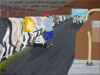 Bad Painting 83 by Jay Rechsteiner - animal abuse, diary, cows