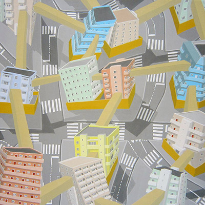 anti-climb paint, painting by Jay Rechsteiner, aerial view